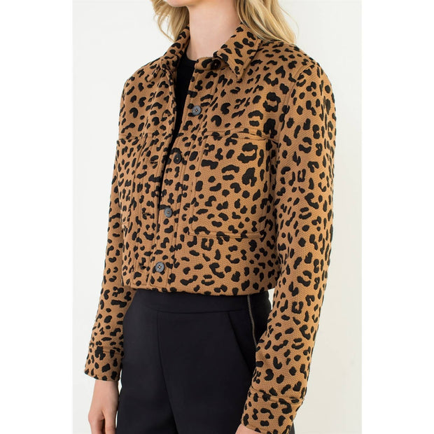 “Raine” Cheetah Print Cropped Jacket