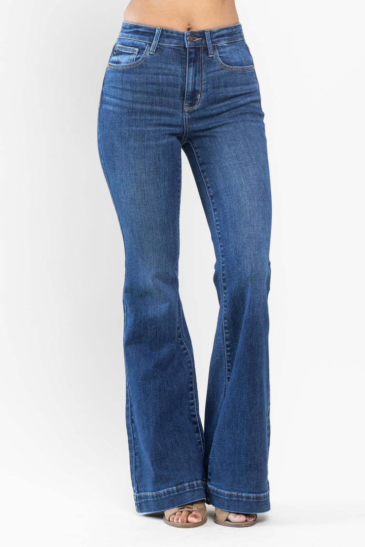 Judy Blue-High Waist Wide Hem Flare Jeans