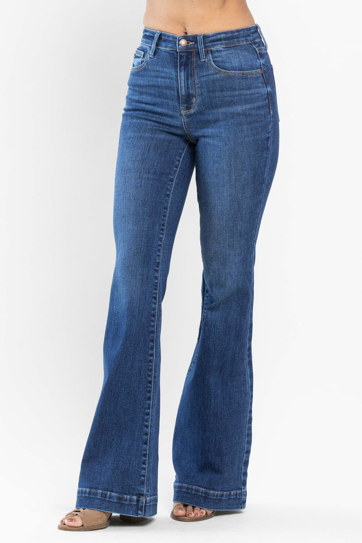 Judy Blue-High Waist Wide Hem Flare Jeans
