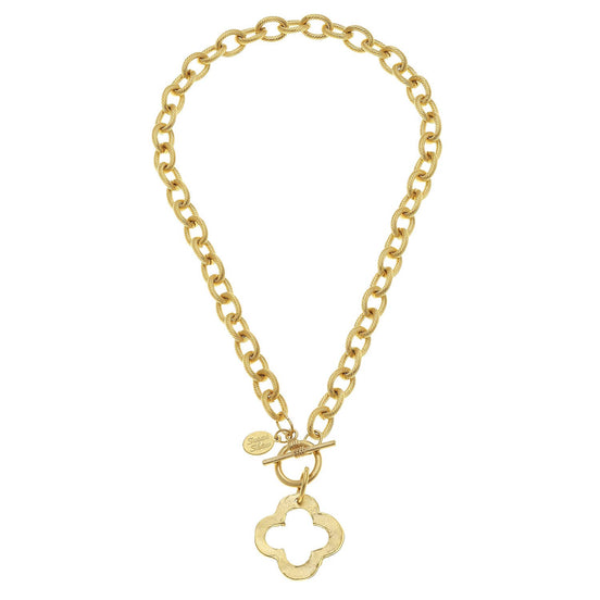 Gold Clover Front Toggle Necklace