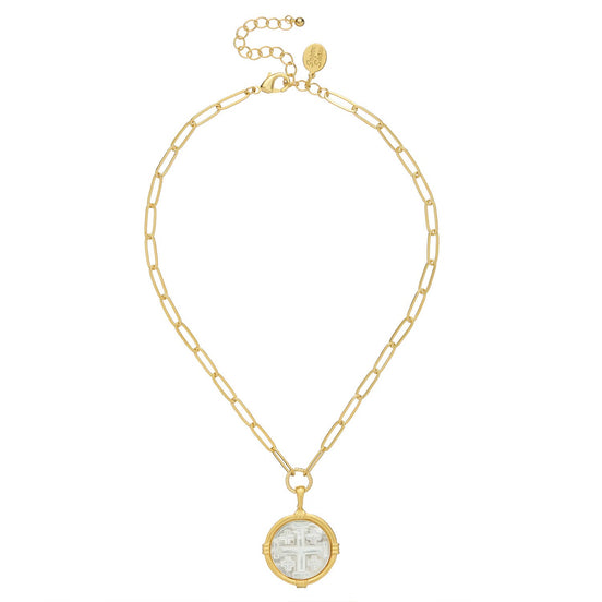 Ida Jerusalem Cross Paperclip Necklace
