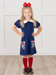 Candy Cane Munchers Embroidered Dress