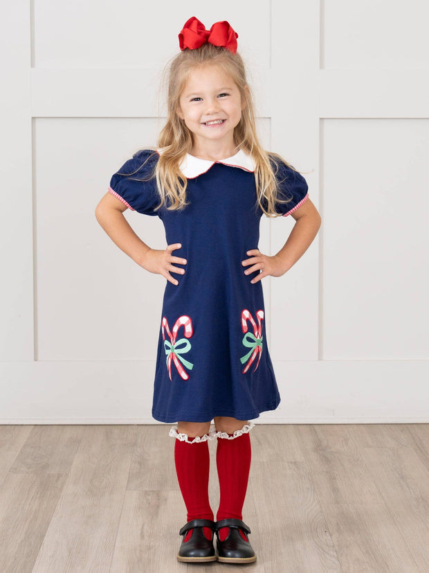 Candy Cane Munchers Embroidered Dress