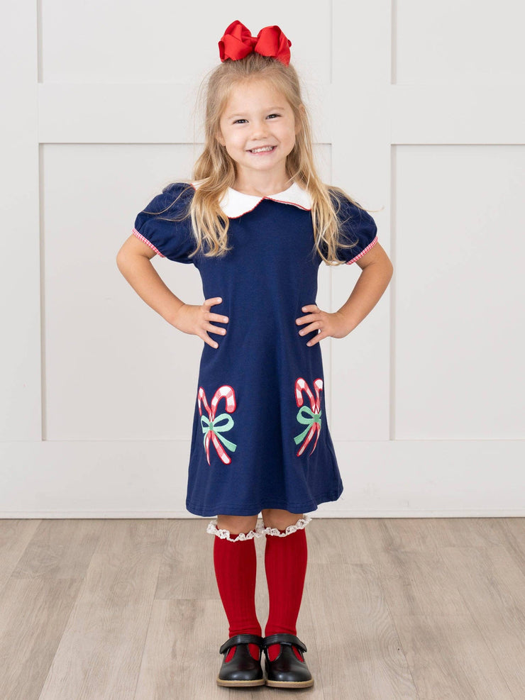Candy Cane Munchers Embroidered Dress