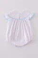 White Starfish Embroidery Smocked Bubble