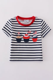 Blue Stripe Cake Top