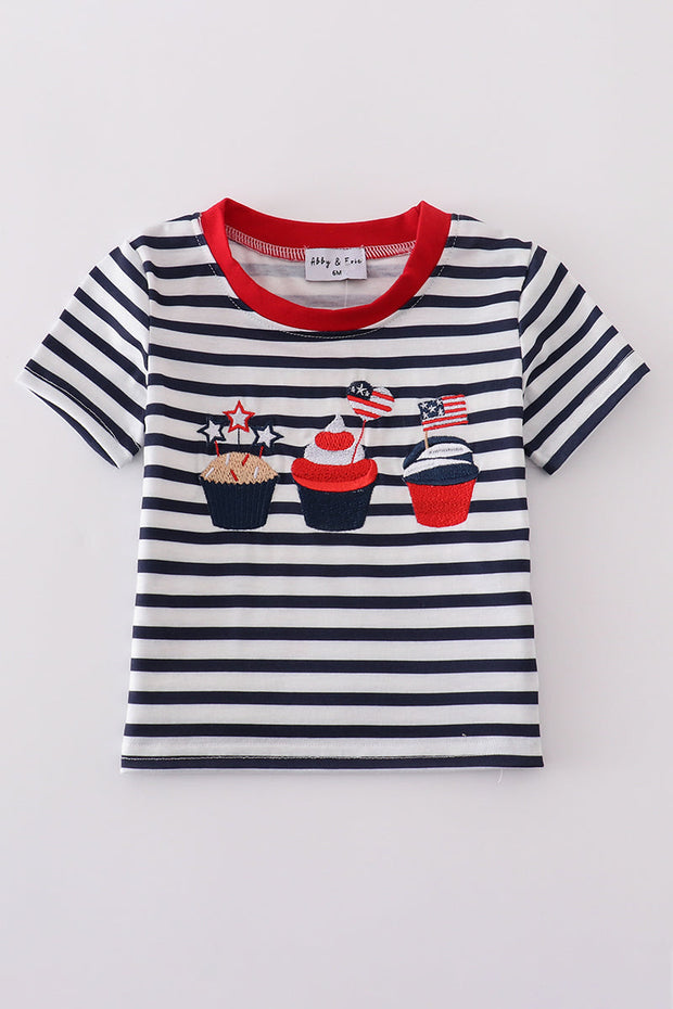 Blue Stripe Cake Top