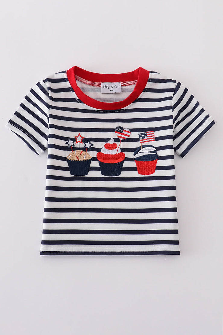 Blue Stripe Cake Top