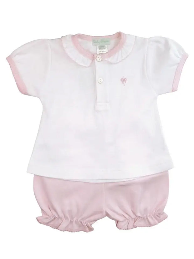 Pima Cotton Bows 2 Pc Baby Girl Diaper Set