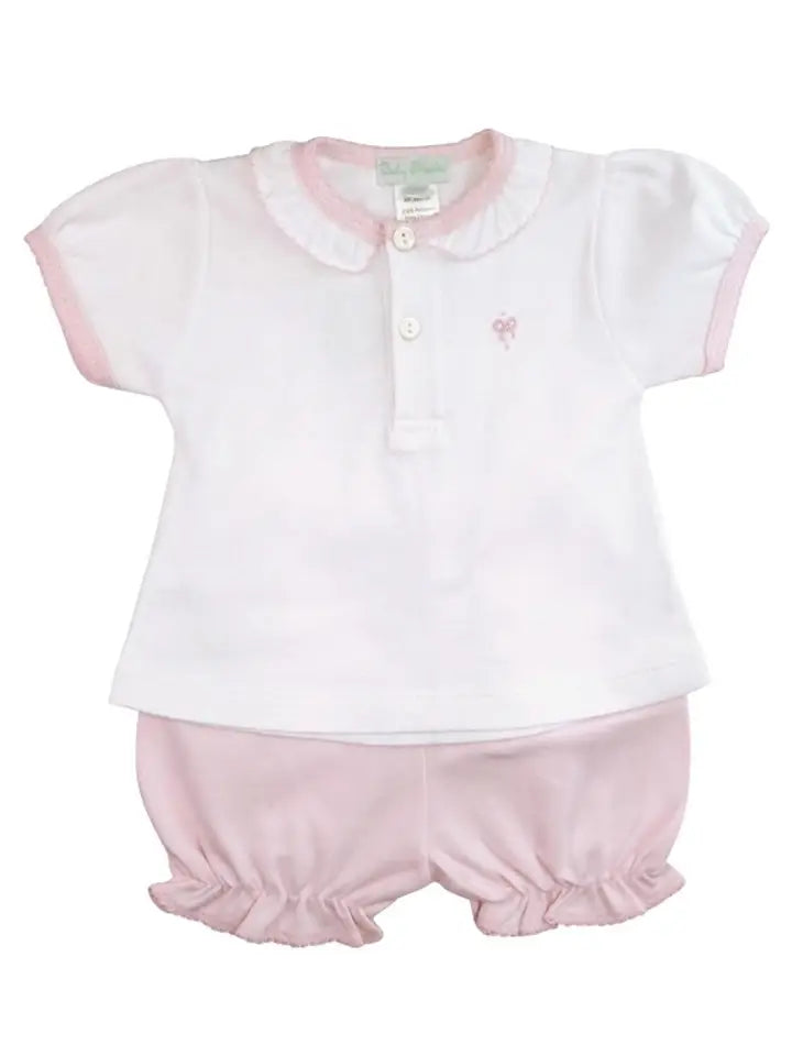 Pima Cotton Bows 2 Pc Baby Girl Diaper Set