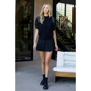 Camilla" Poplin Puff Sleeve Knit Top