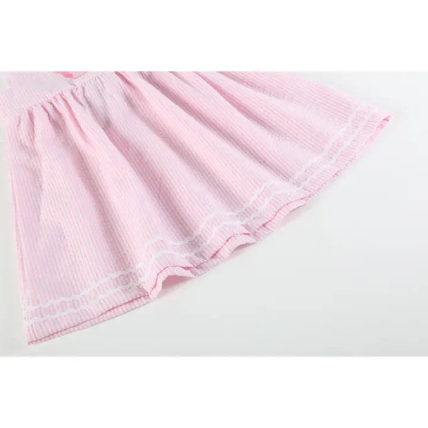 Pink Seersucker Pom Pom Flipflops Dress
