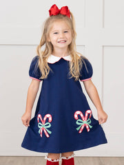 Candy Cane Munchers Embroidered Dress