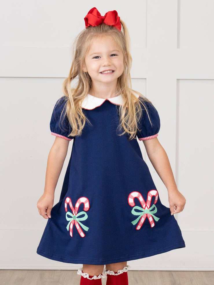 Candy Cane Munchers Embroidered Dress