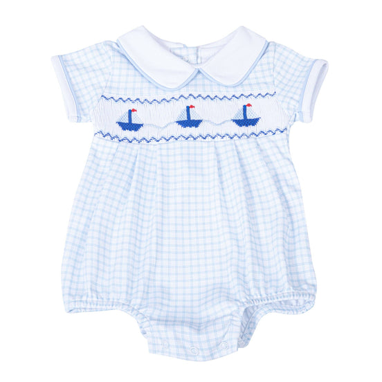 Ahoy Baby Smocked Bubble - Light Blue