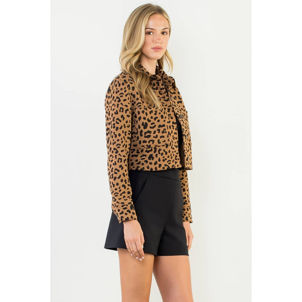 “Raine” Cheetah Print Cropped Jacket
