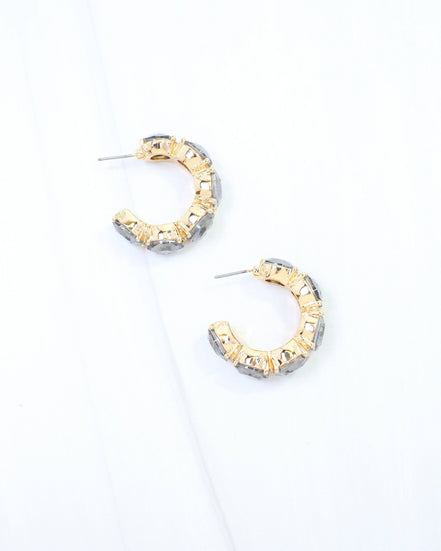 Kadis Crystal Hoop Earring Black Diamond