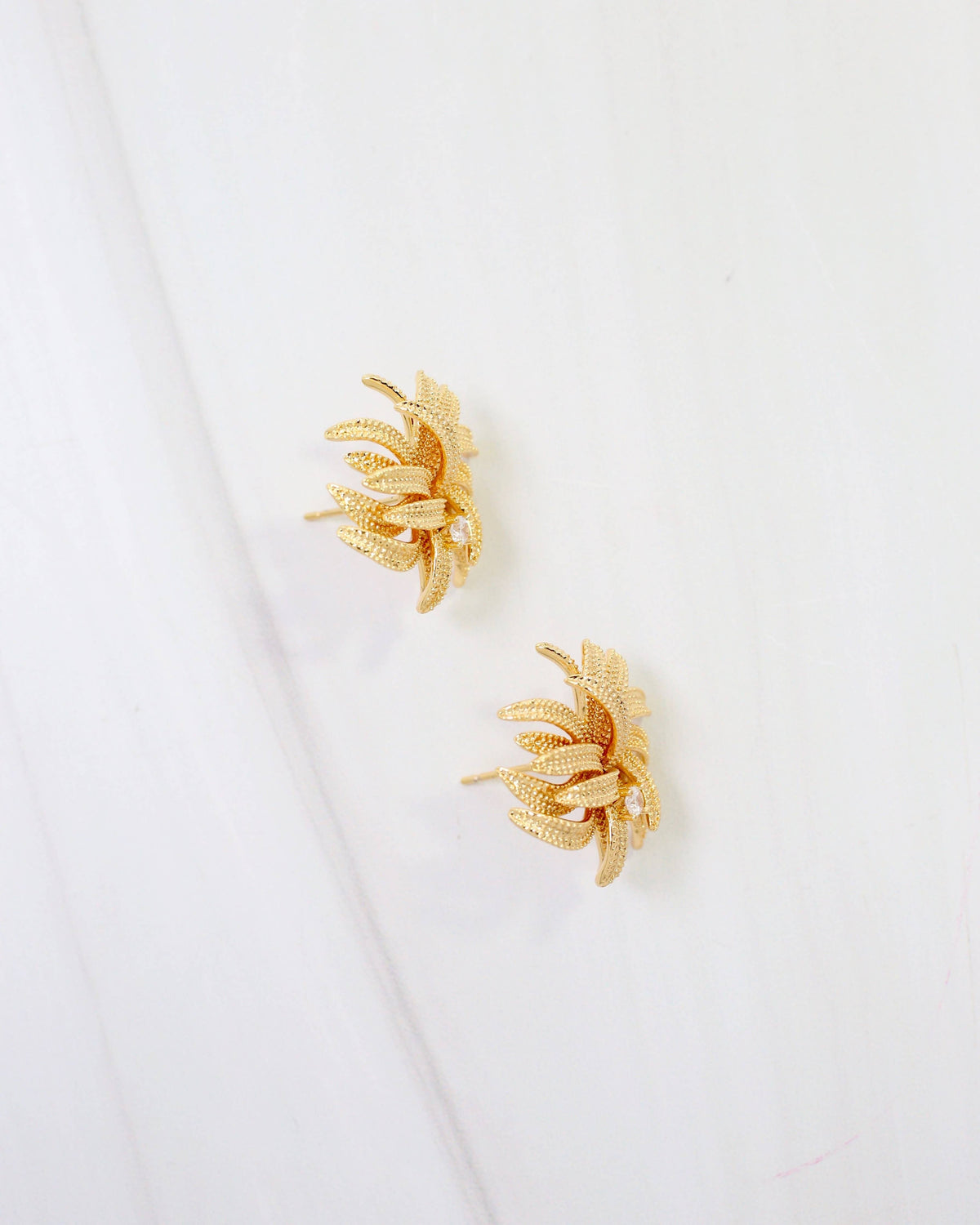 Newark Textured Cluster Earrings – Gold