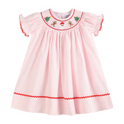 Pink Gingerbread Smocked Bishop Dress