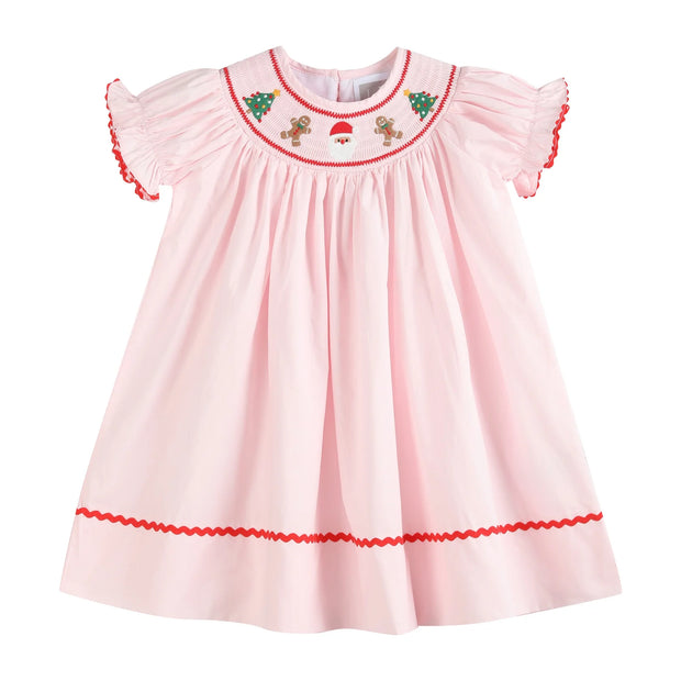 Pink Gingerbread Smocked Bishop Dress