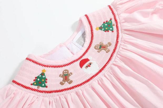 Pink Gingerbread Smocked Bishop Dress