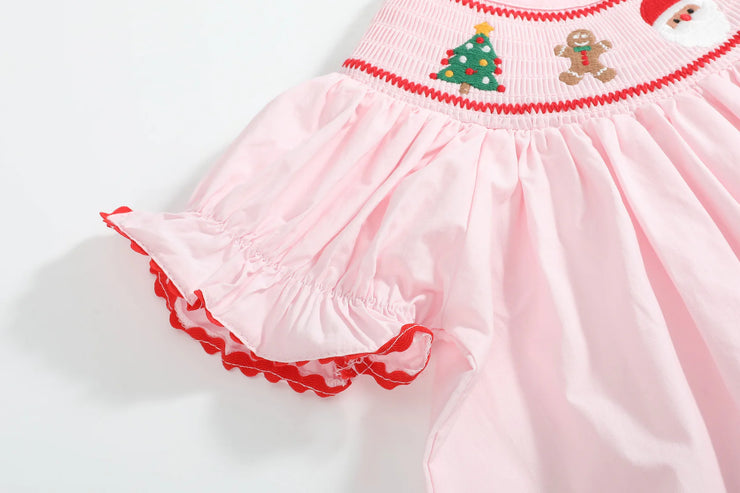 Pink Gingerbread Smocked Bishop Dress