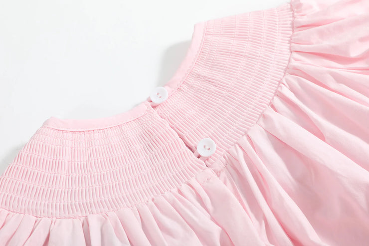 Pink Gingerbread Smocked Bishop Dress