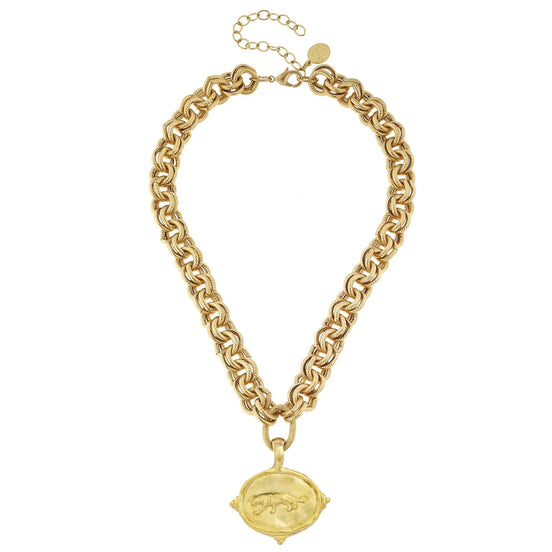 Gold Tiger Italian Intaglio Necklace