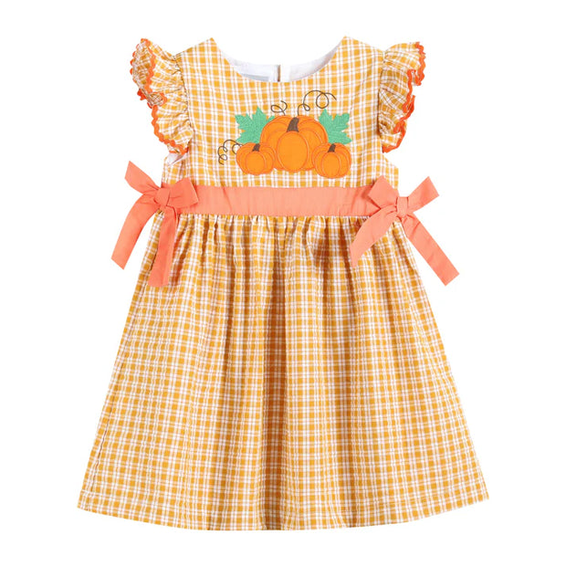 Autumn Pumpkin Bow Dress