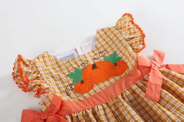 Autumn Pumpkin Bow Dress