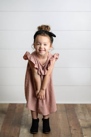 Blush Ruffle Bib Swiss Dot Dress