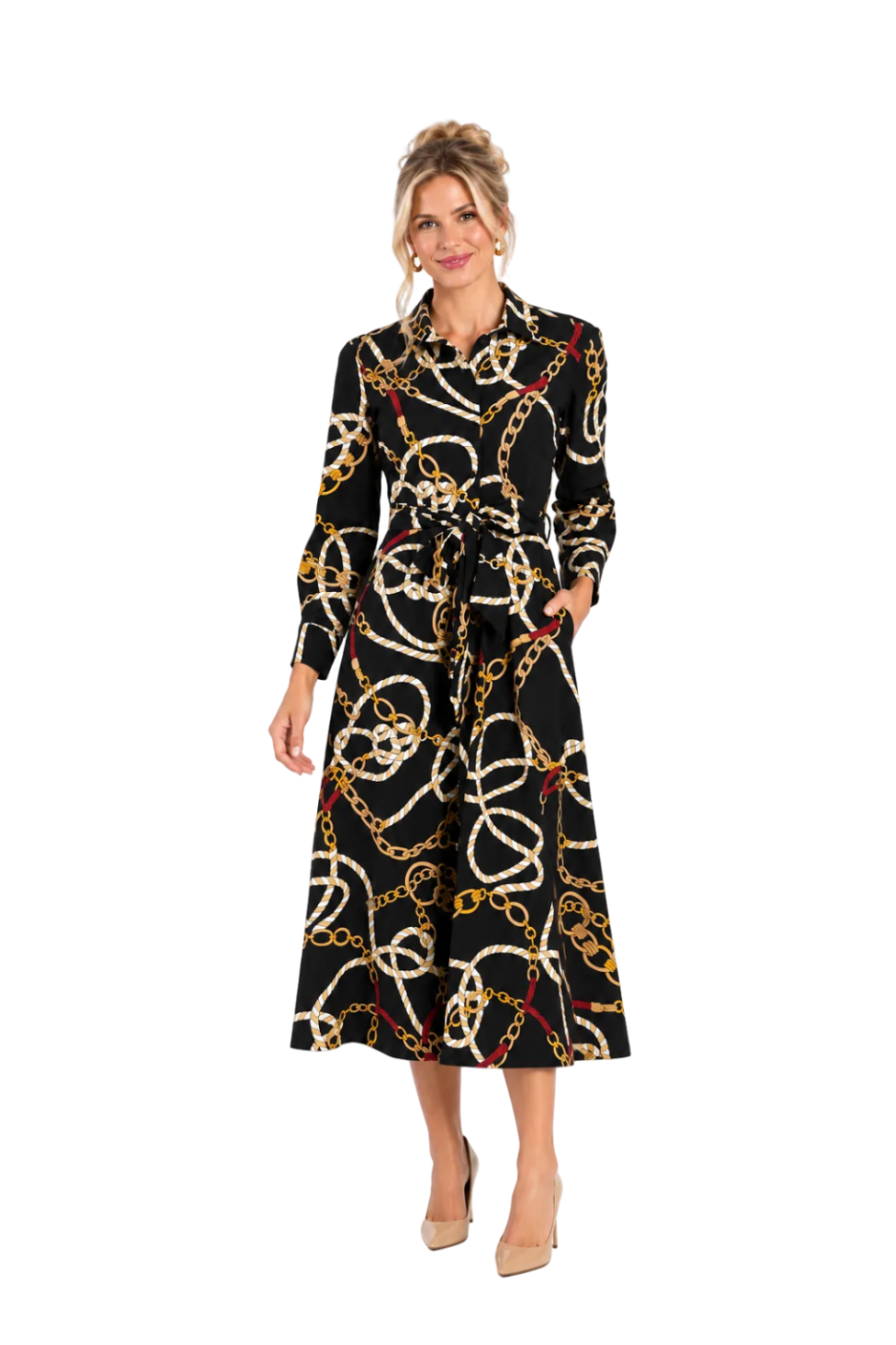 Coastal Crest Maxi Shirtdress