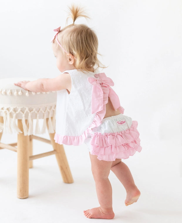 White and Pink Swiss Dot Swing Set