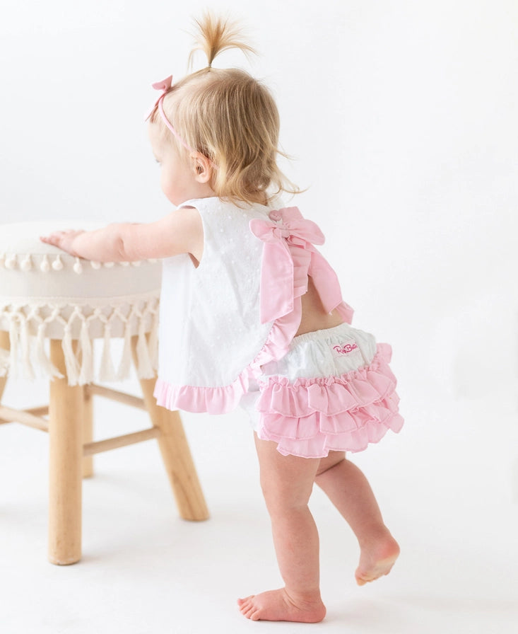 White and Pink Swiss Dot Swing Set