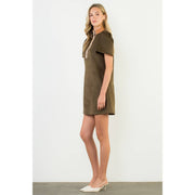 “Georgia” Short Sleeve Suede Dress