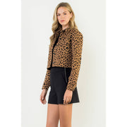 “Raine” Cheetah Print Cropped Jacket