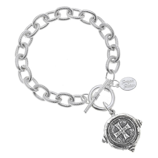 Silver St Benedict Cross Bracelet