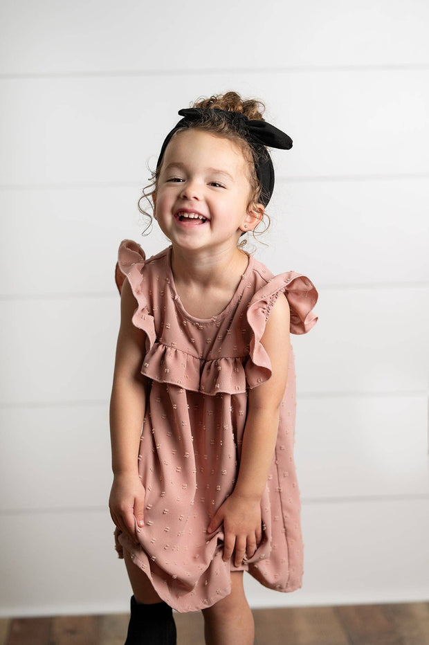 Blush Ruffle Bib Swiss Dot Dress