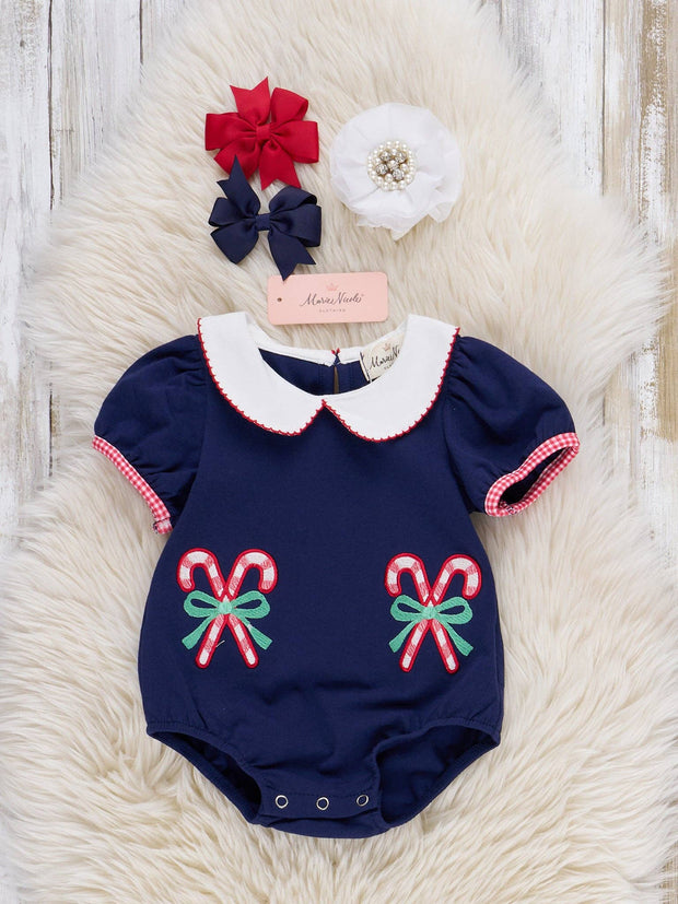 Candy Cane Munchers Embroidered Romper