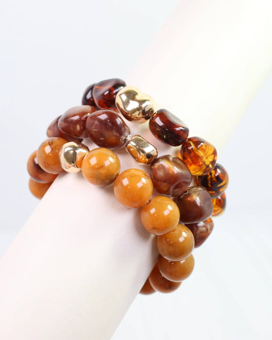Doris Beaded Bracelet Set Brown