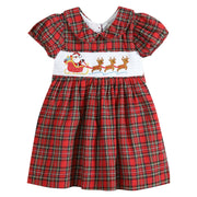 Santa’s Sleigh Smocked Plaid Dress