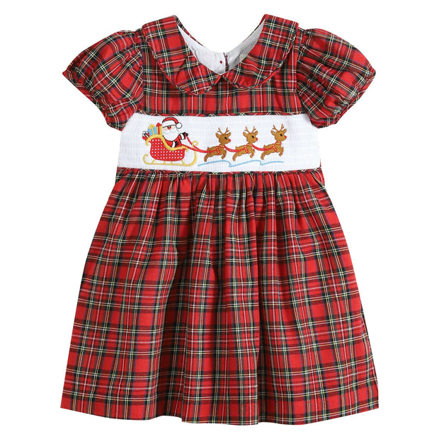 Santa’s Sleigh Smocked Plaid Dress