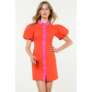 “Marigold” Puff Sleeve Button-Up Dress