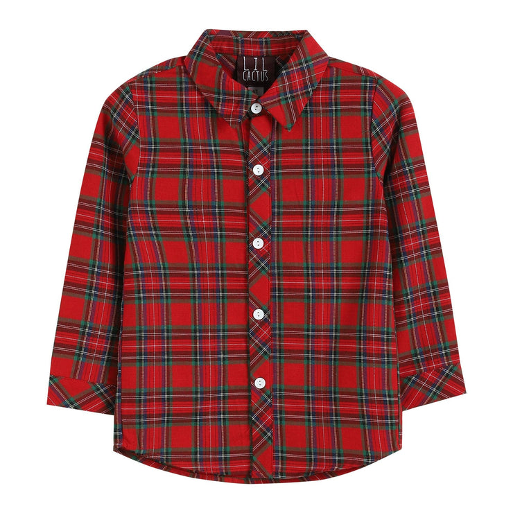 Classic Red Plaid Button-Up Shirt