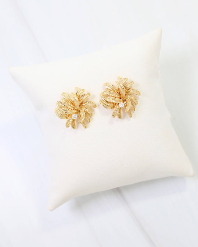 Newark Textured Cluster Earrings – Gold