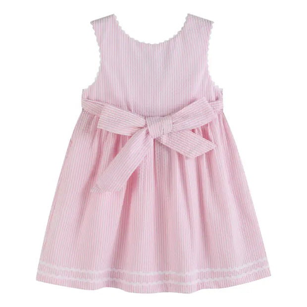 Pink Seersucker Pom Pom Flipflops Dress