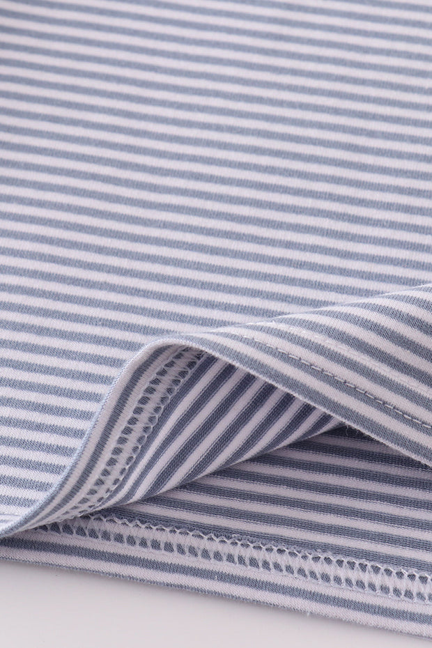 Premium GreyStripe Football Embroidery Stripe Boy Shirt