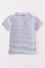 Premium GreyStripe Football Embroidery Stripe Boy Shirt