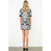 “Victoria” Jacquard Knit High Neck Mini Dress