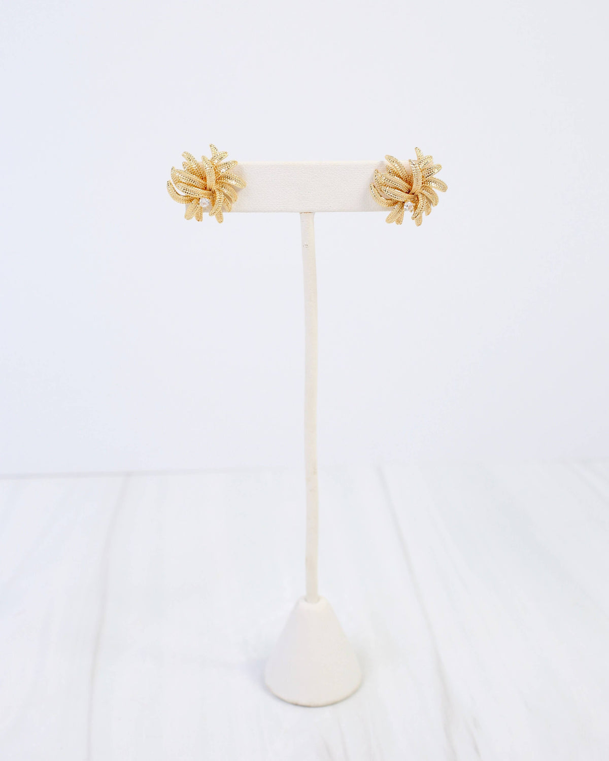 Newark Textured Cluster Earrings – Gold